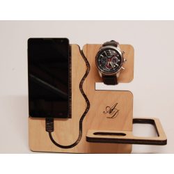  Armbanduhr, Telefon, Brieftaschenhalter aus natürlicher Birke